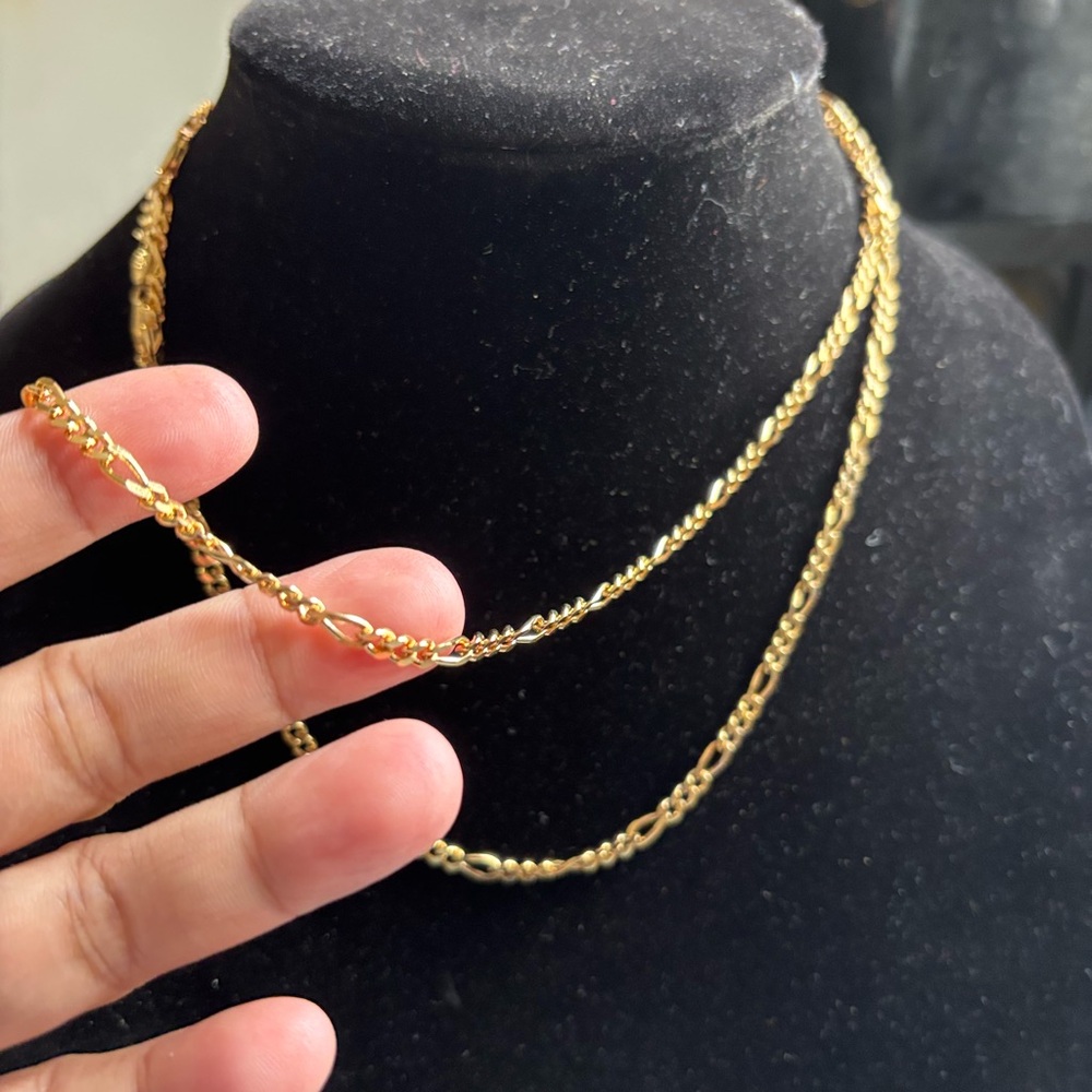 Gold Over Solid Sterling Silver Figaro Necklace - image 2
